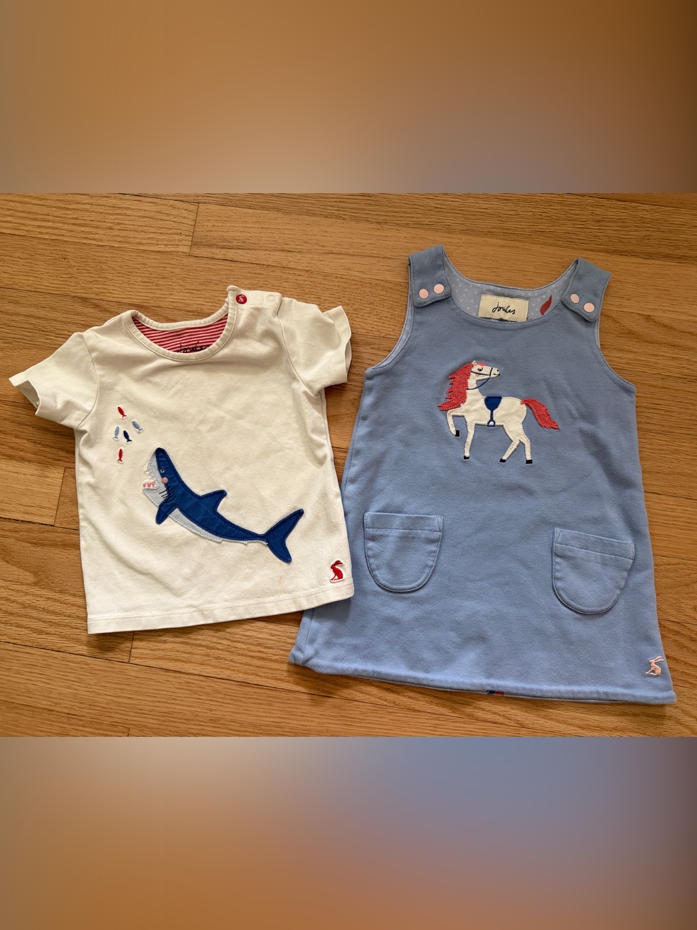 Joules 12 M Reversible Dress and shirt  Horse and Shark Appliqué